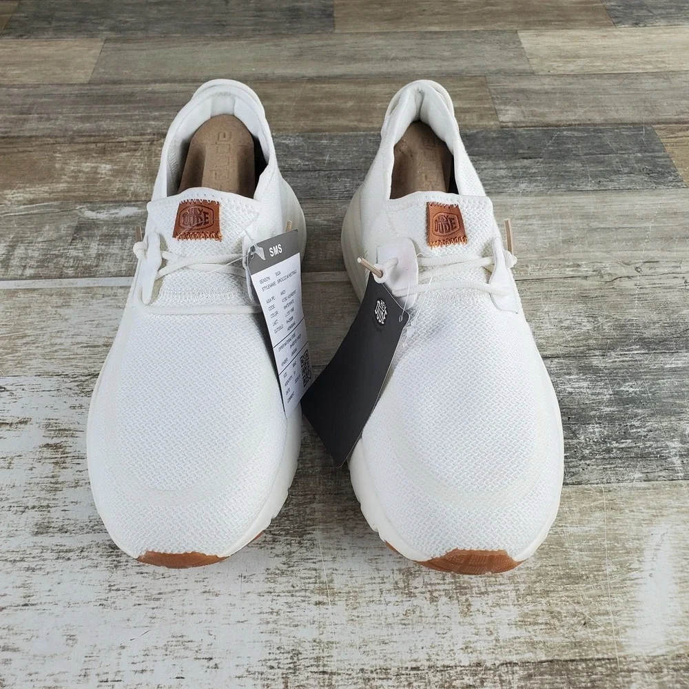 Hey Dude Sirocco Neutrals Mens Shoes Sz 9 Athletic Running White Lace-Up Sneaker